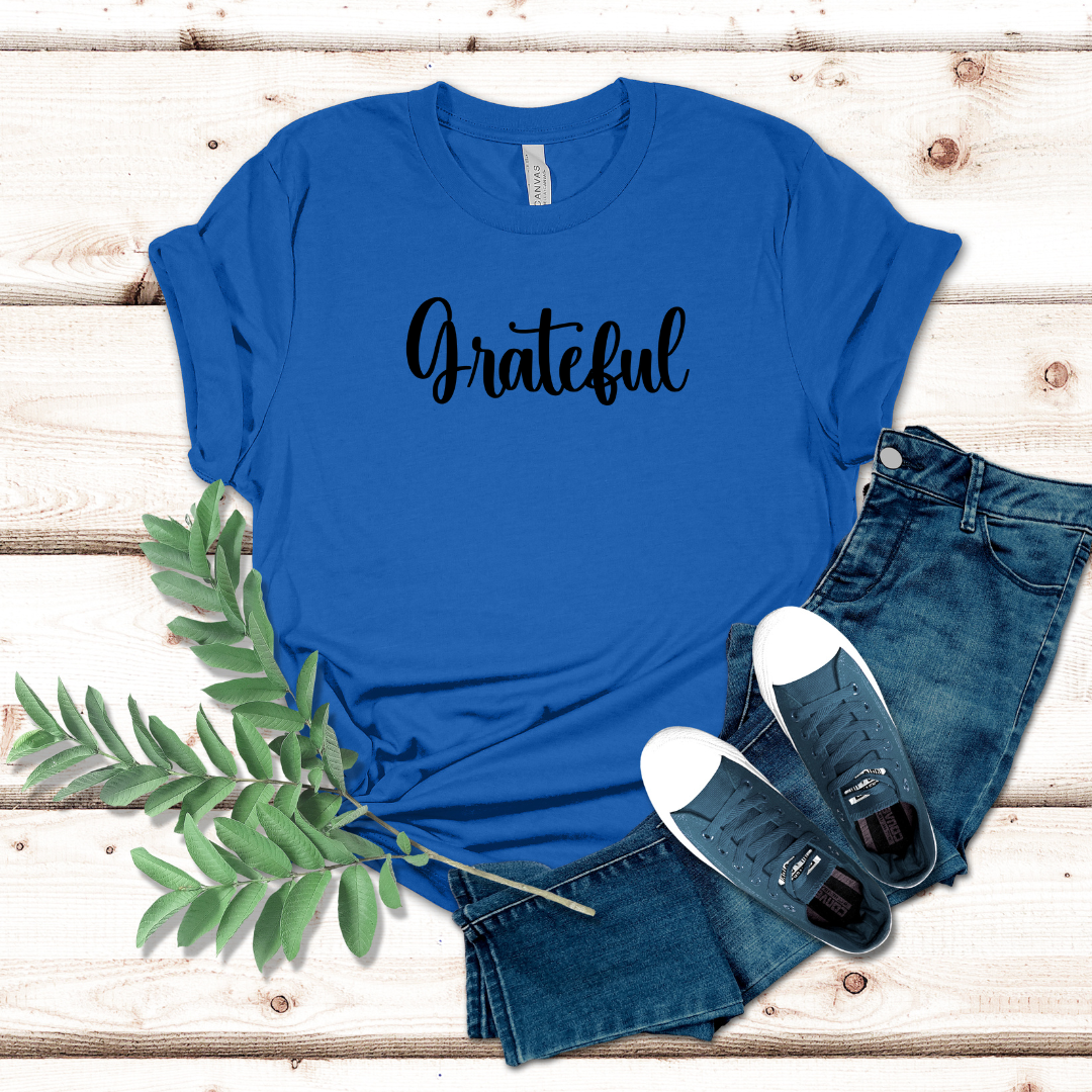 GRATEFUL Christian Tee, Motivational Shirt, Gratitude T-Shirt