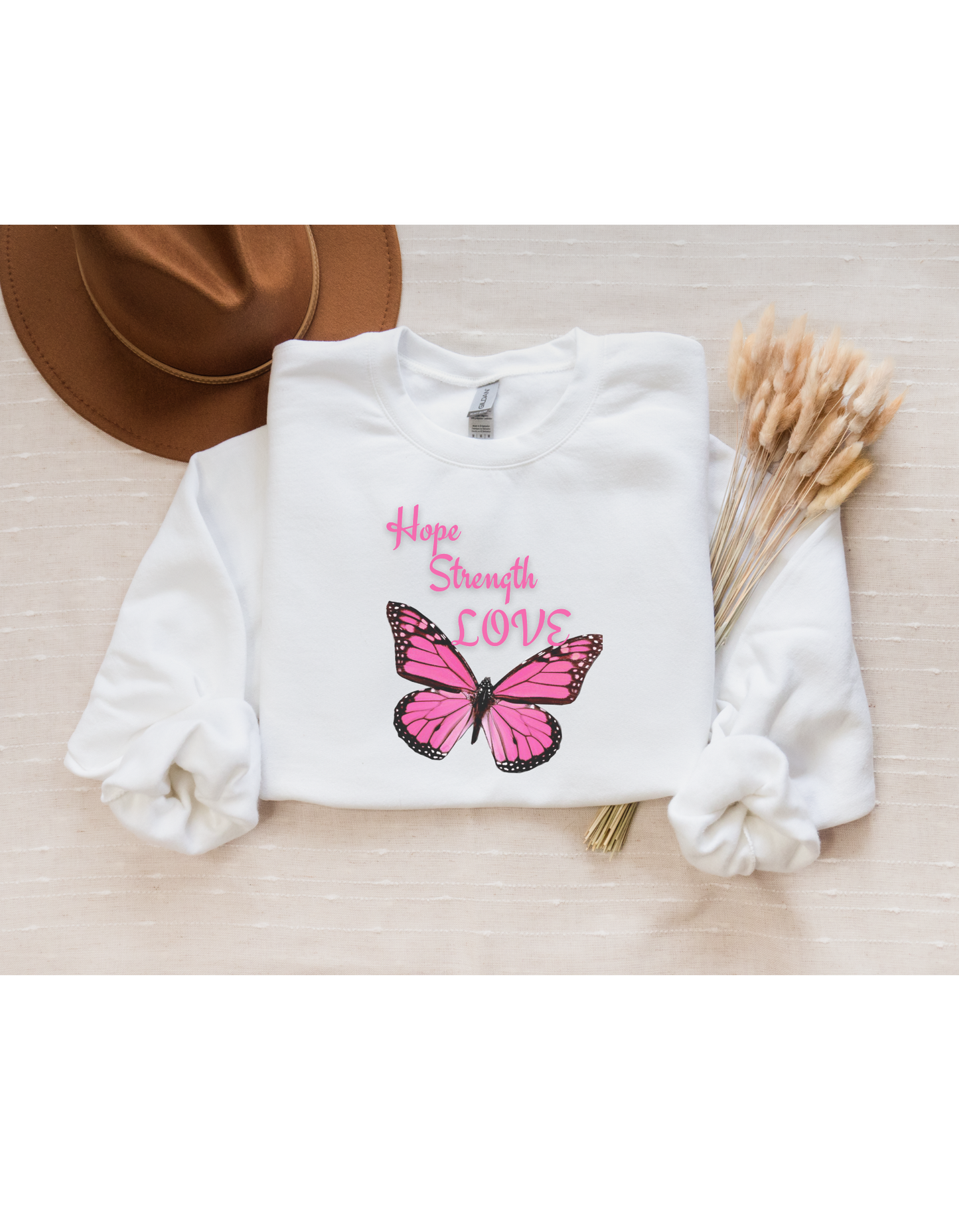 Hope, Strength, Love Breast Cancer Awareness Sweatshirt