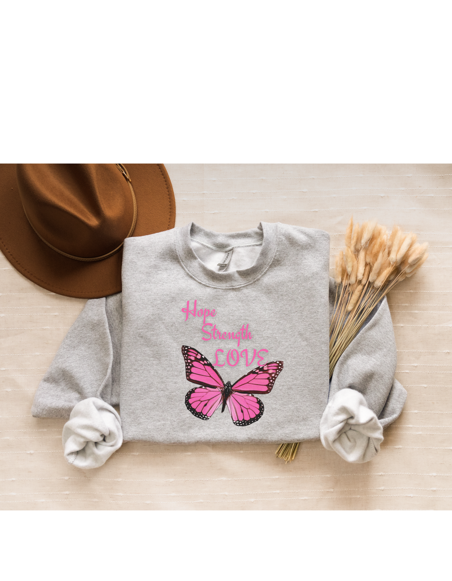 Hope, Strength, Love Breast Cancer Awareness Sweatshirt
