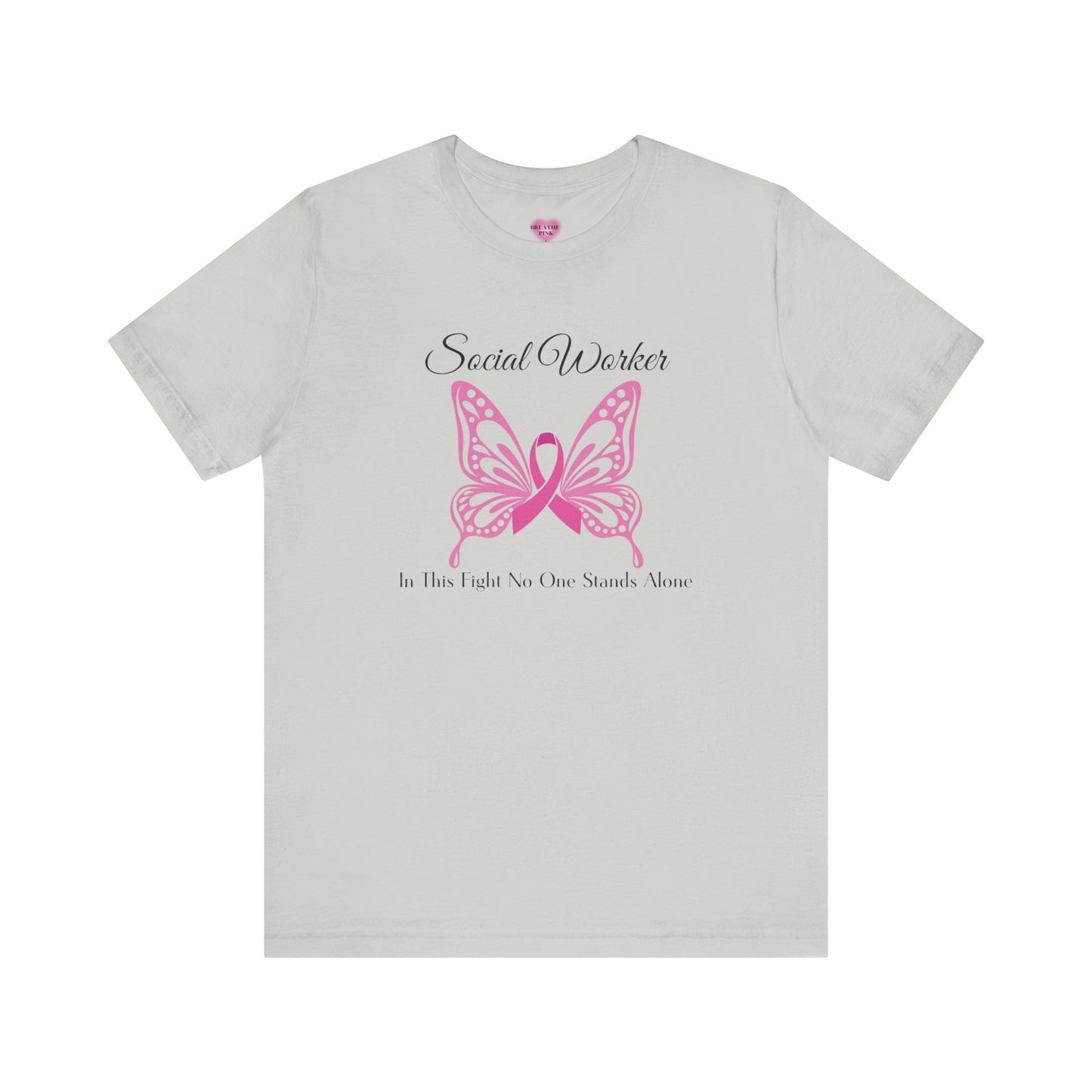 Social Worker Butterfly Breast Cancer Awareness Tee