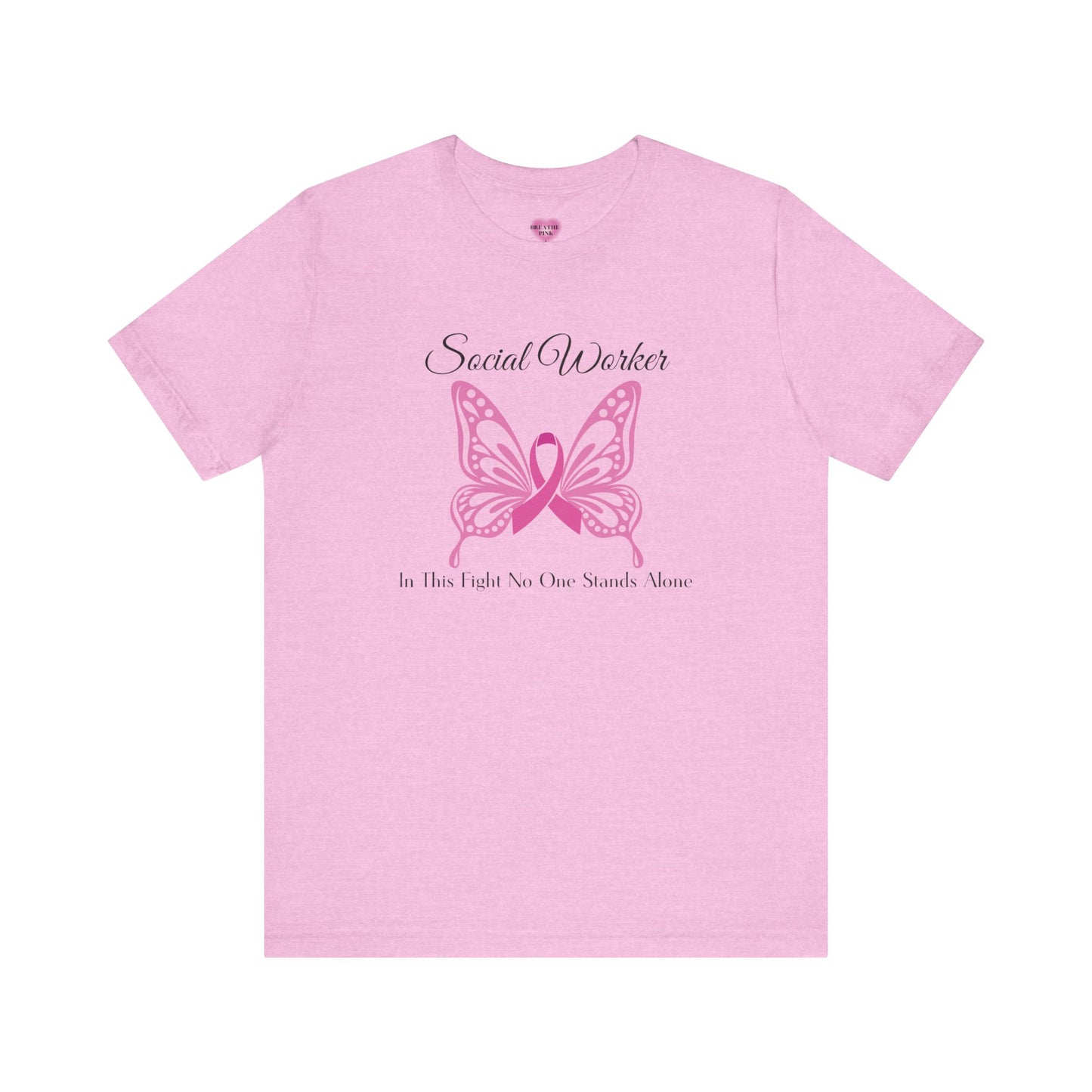 Social Worker Butterfly Breast Cancer Awareness Tee
