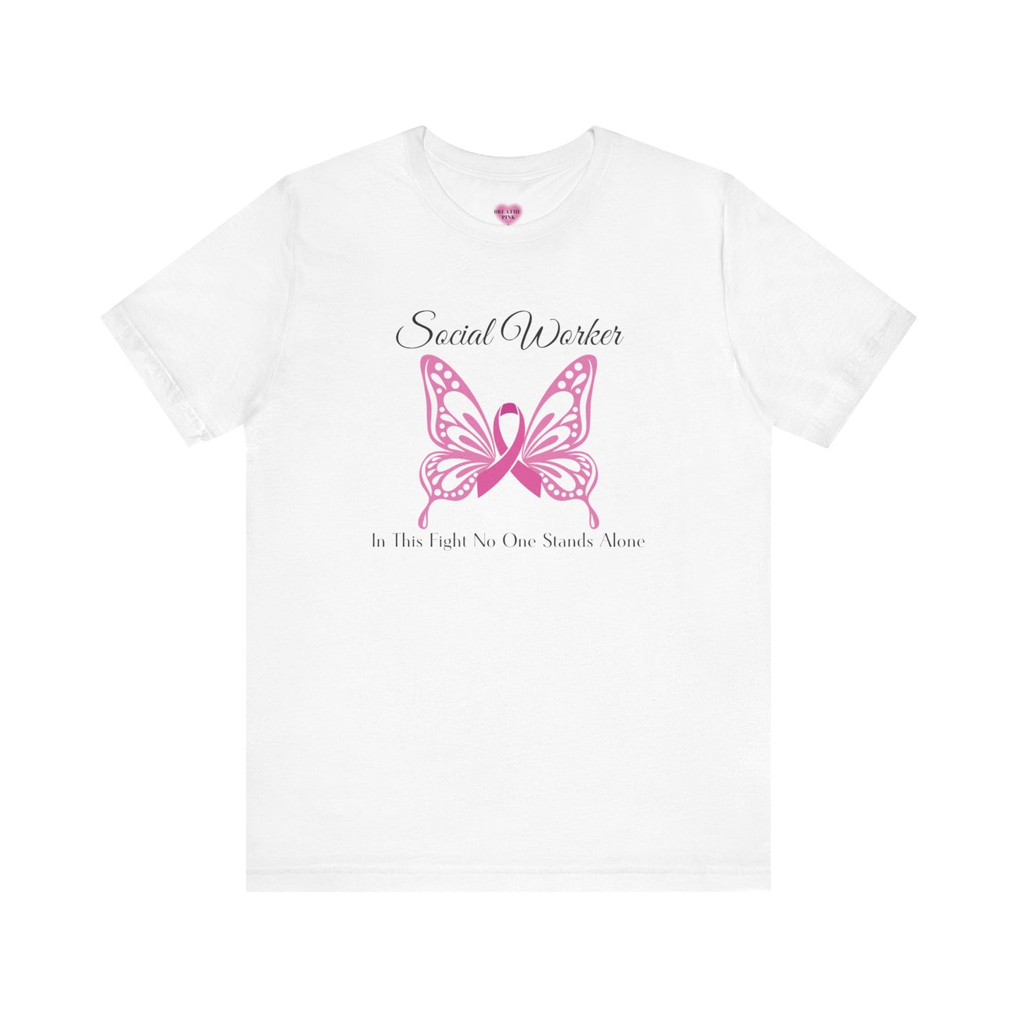 Social Worker Butterfly Breast Cancer Awareness Tee