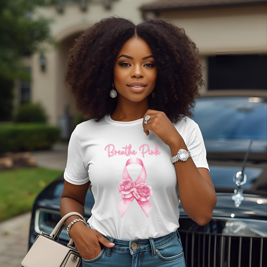 Breathe Pink Breast Cancer Awareness Tee