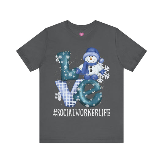 Social Worker Life Holiday LOVE Short Sleeve Tee