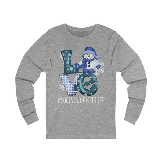 Social Worker Life Holiday LOVE Long Sleeve Tee