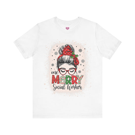 One Merry Social Worker Short Sleeve Tee