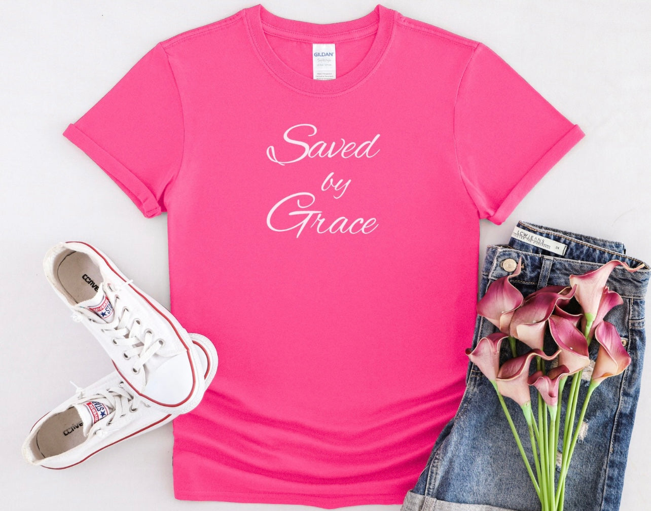 Saved By Grace Christian T-Shirt, Religious Shirt, Inspirational Tee