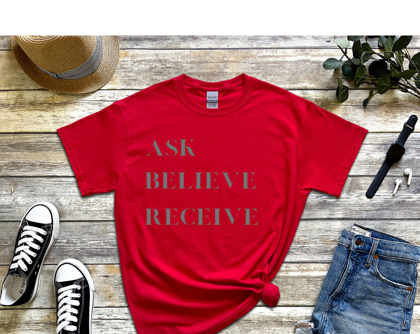 ASK BELIEVE RECEIVE Motivational T-Shirt, Manifestation Tee, Spiritual Tee