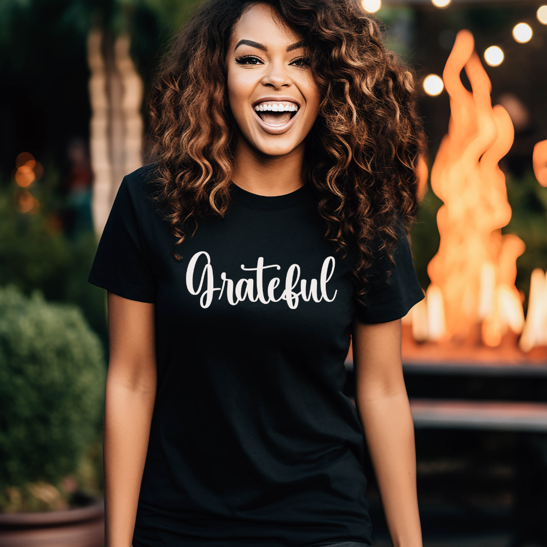GRATEFUL Christian Tee, Motivational Shirt, Gratitude T-Shirt