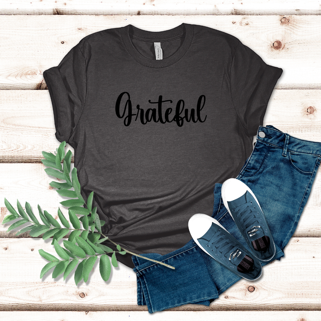 GRATEFUL Christian Tee, Motivational Shirt, Gratitude T-Shirt