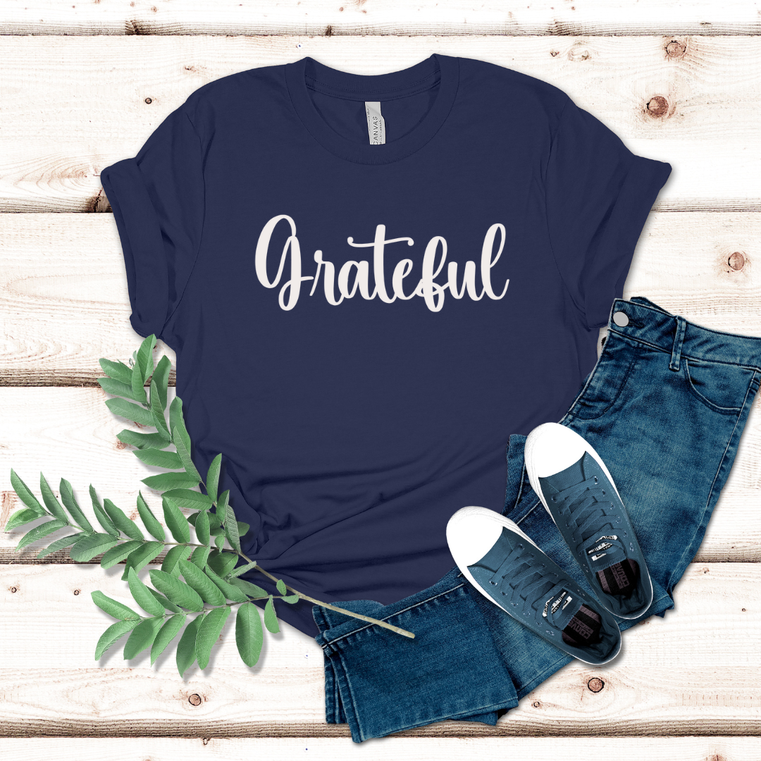 GRATEFUL Christian Tee, Motivational Shirt, Gratitude T-Shirt