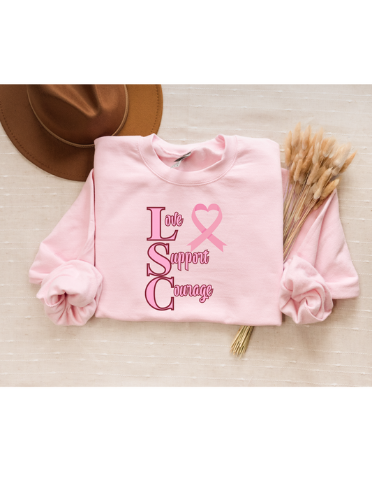 Love Support Courage Breast Cancer Awareness Sweatshirt