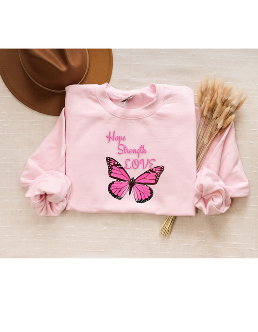 Hope, Strength, Love Breast Cancer Awareness Sweatshirt