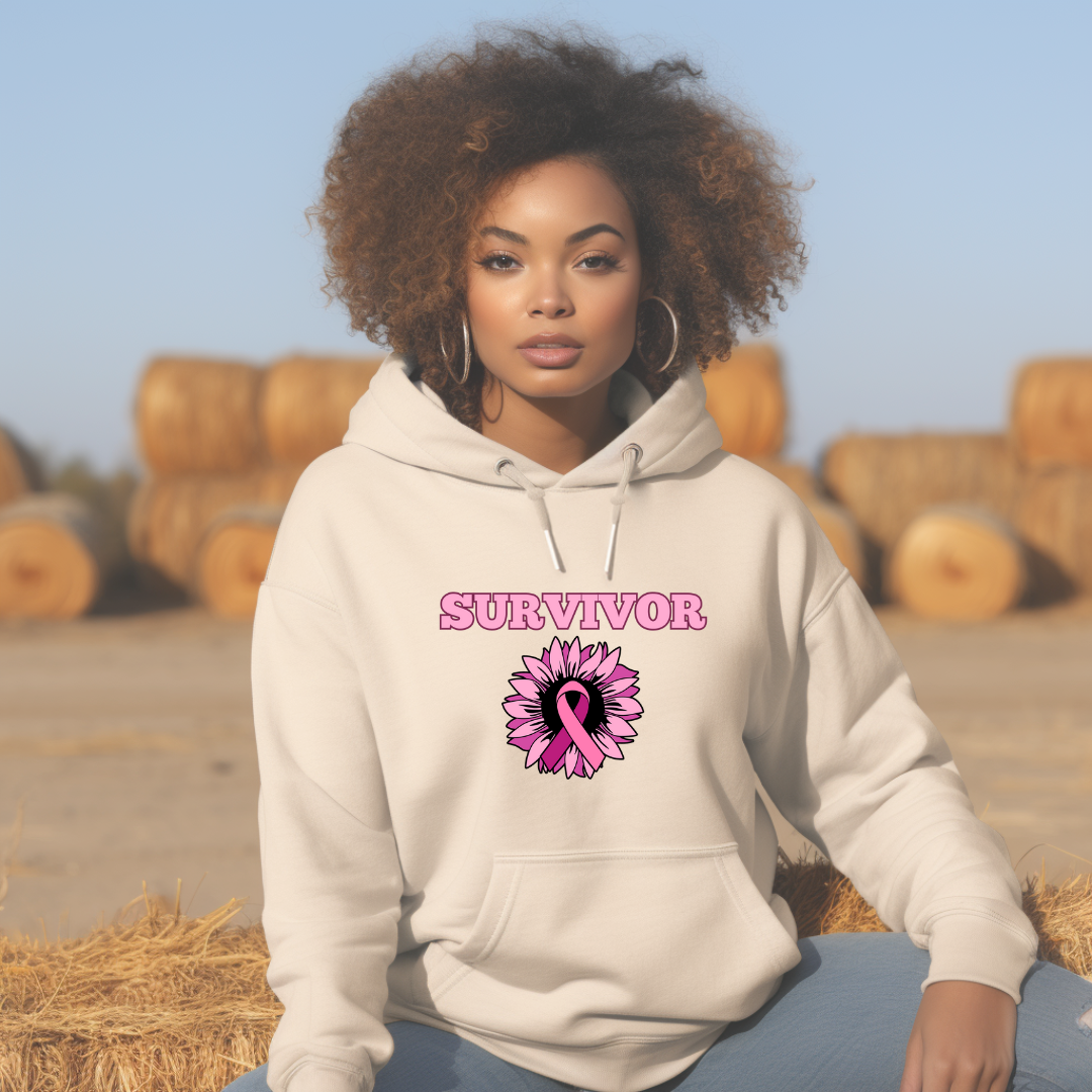 SURVIVOR Breast Cancer Awareness Hooded Sweatshirt